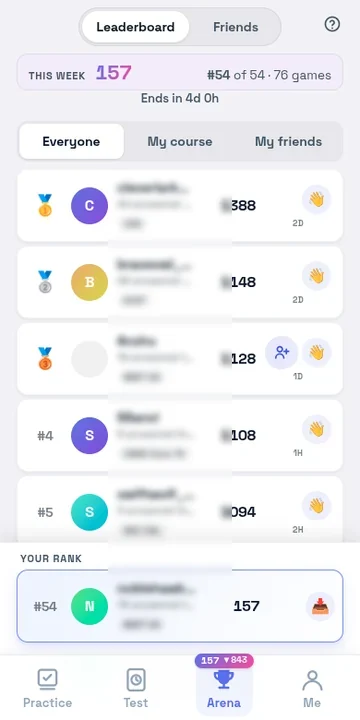 The Arena: a live weekly leaderboard