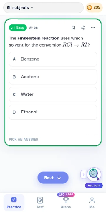 The practice feed: an exam question with four options
