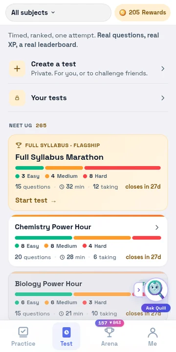 Tests: timed papers with real marking